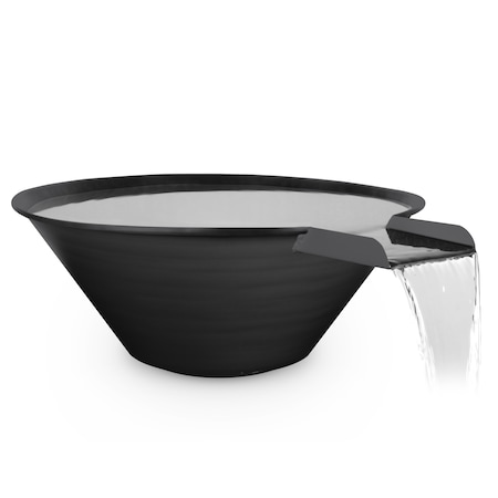 The Outdoor Plus 30 Round Cazo Water Bowl - Powder Coated Metal - Black - OPT-R30PCWO-BLK